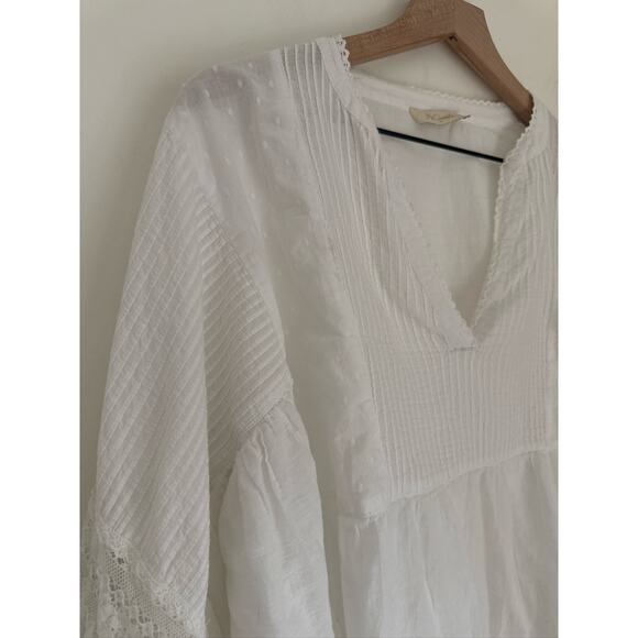 Mes Demoiselles Angela 100% Cotton White Boho Pintuck Blouse - Picture 4 of 10